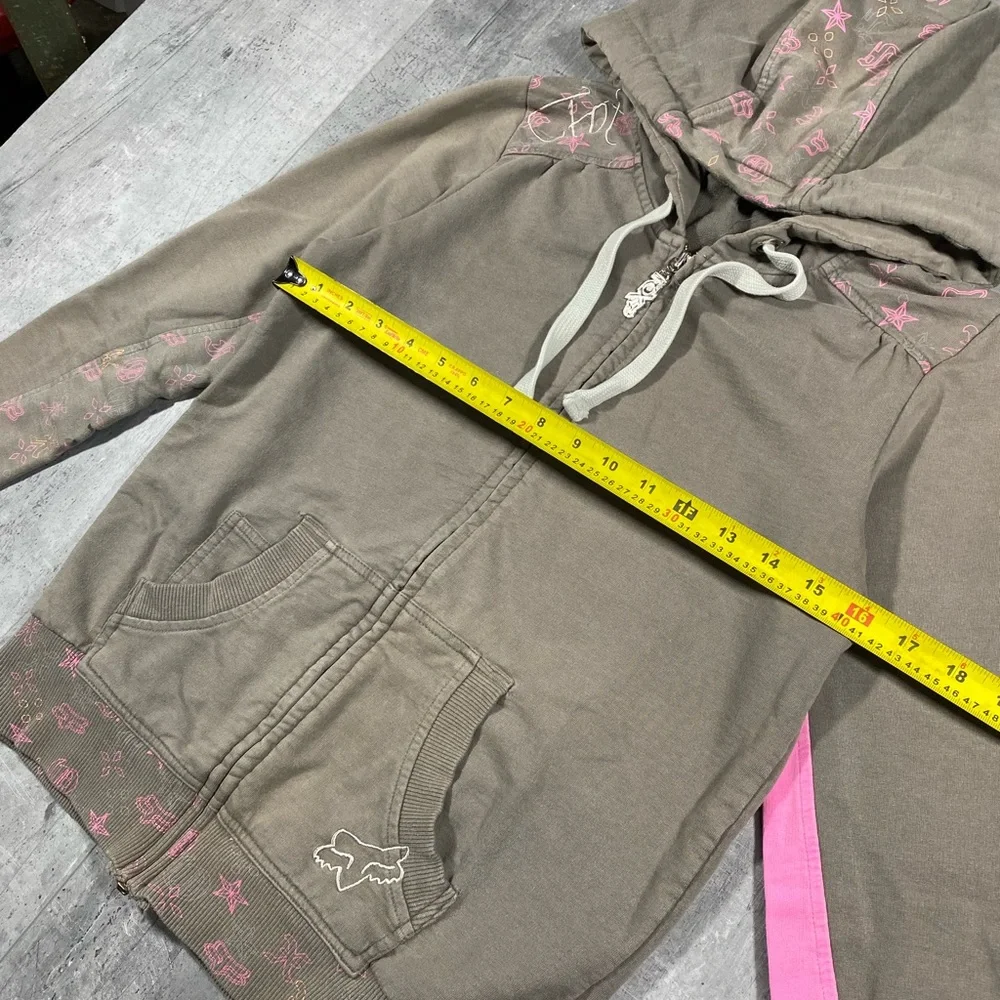 Y2k Pink Fox Racing Zip-Up Hoodie - Picture 6 of 7